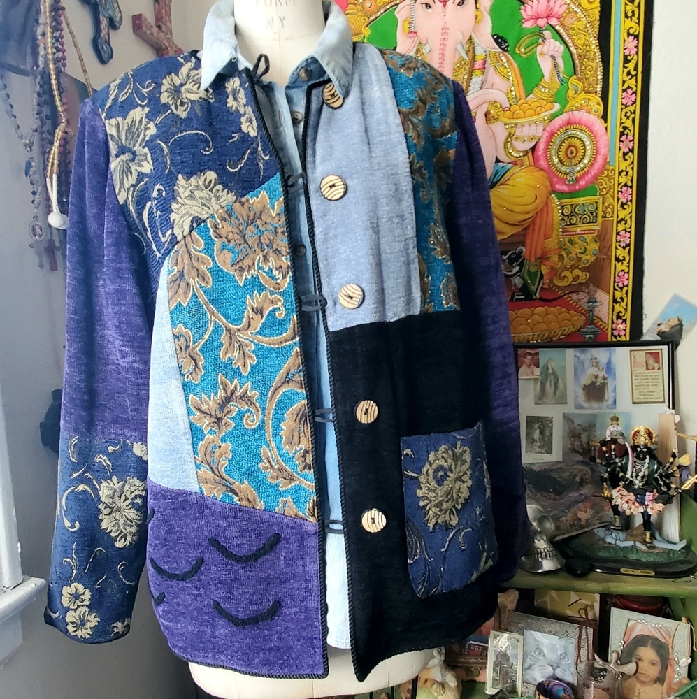 Indigo Moon Collarless Boho Jacket - image 2